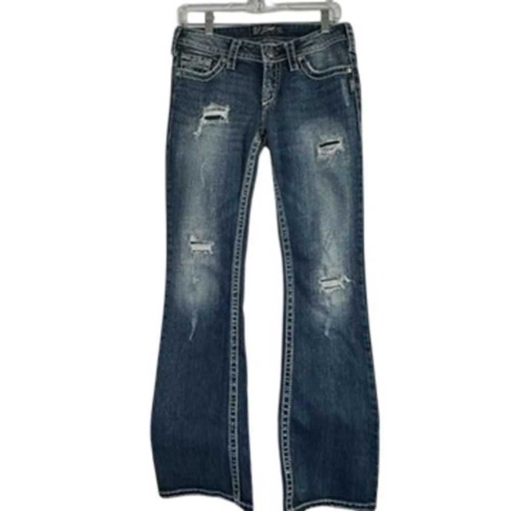Silver Jeans Co Pioneer Bootcut Distressed Jeans Medium Wash W28 L33